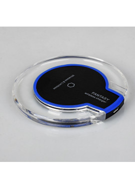 Caricatore Wireless ad Induzione - Standard QI - 1A - Indicatore LED Blu (Nero e Trasparente)