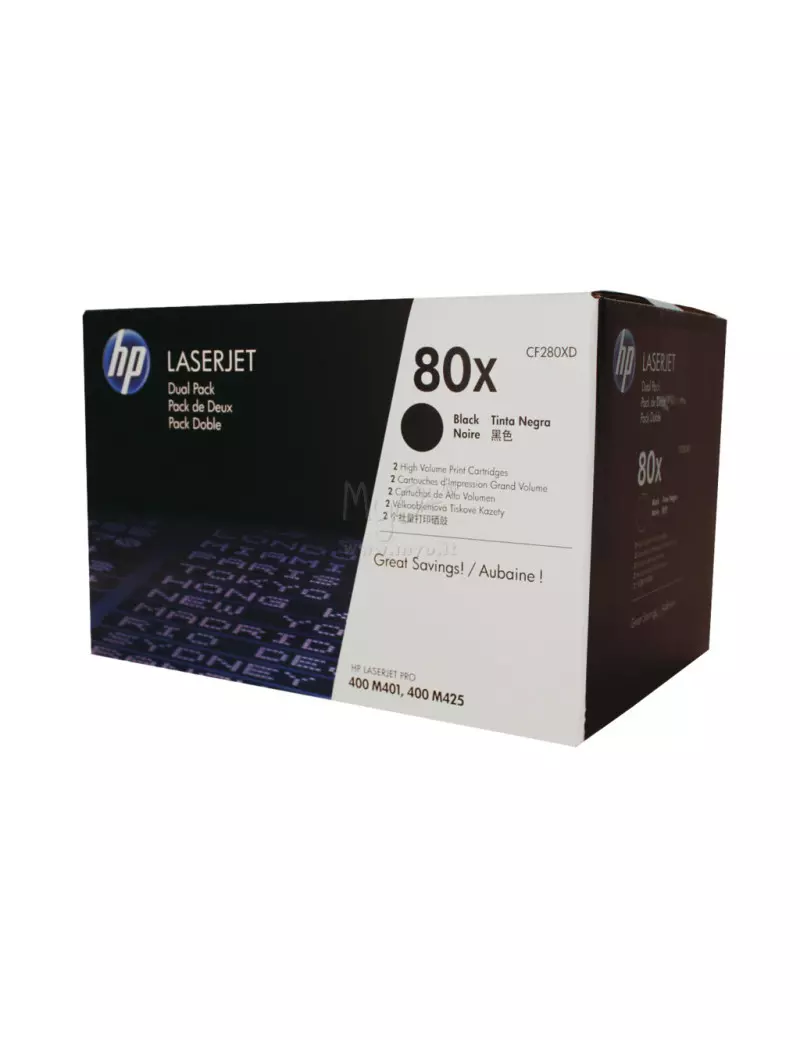 Multipack Toner Originali HP CF280XD 80X (Nero 6900 pagine Conf. 2) Multipack Toner Originali HP CF280XD 80X (Nero 6900 pagine Conf. 2)