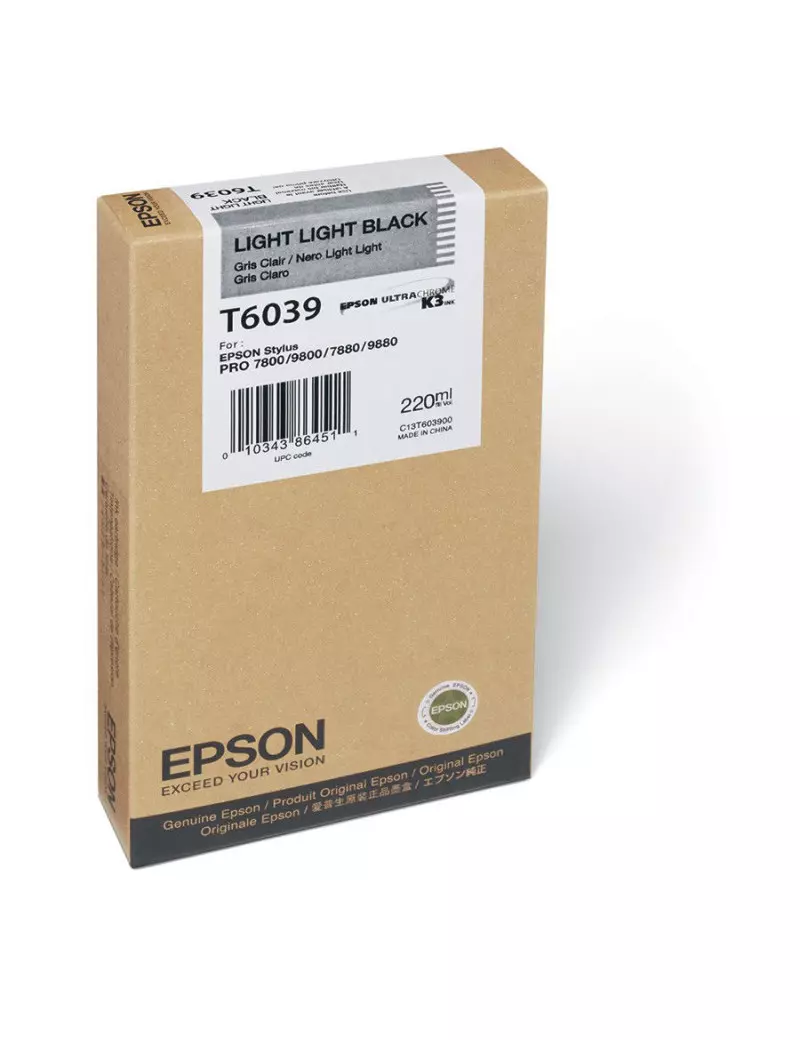 Cartuccia Originale Epson T603900 (Nero Chiaro Chiaro 220 ml) Cartuccia Originale Epson T603900 (Nero Chiaro Chiaro 220 ml)