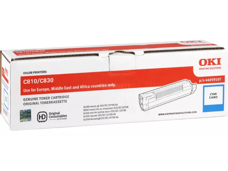 Toner Originale Oki 44059107 (Ciano 8000 pagine)