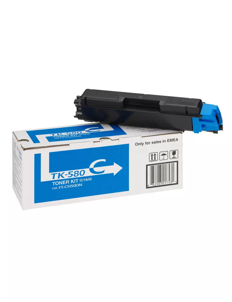Toner Originale Kyocera TK-580C 1T02KTCNL0 (Ciano 2800 pagine) Toner Originale Kyocera TK-580C 1T02KTCNL0 (Ciano 2800 pagine)