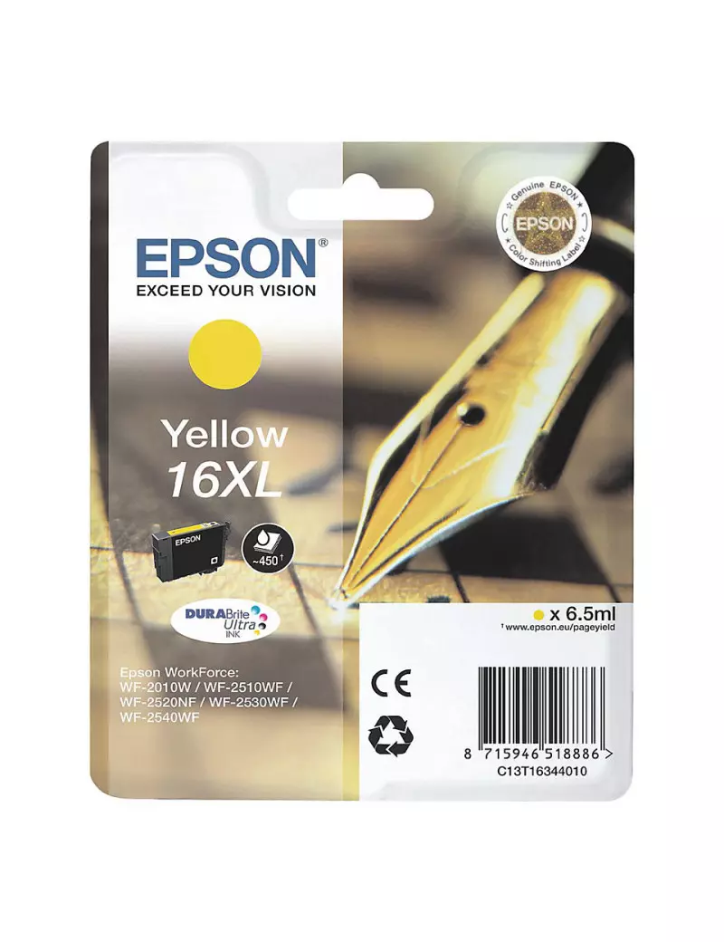 Cartuccia Originale Epson T163440 16XL (Giallo 450 pagine)