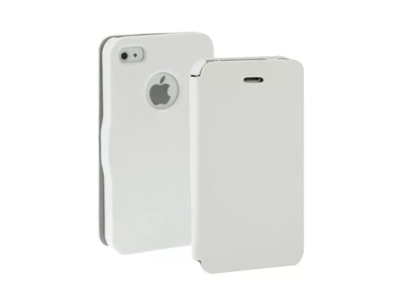 Cover Flip a Portafoglio in Ecopelle per iPhone 4 / 4S (Bianco)