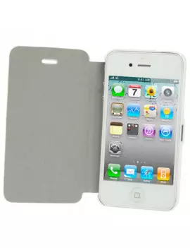 Cover Flip a Portafoglio in Ecopelle per iPhone 4 / 4S (Bianco)