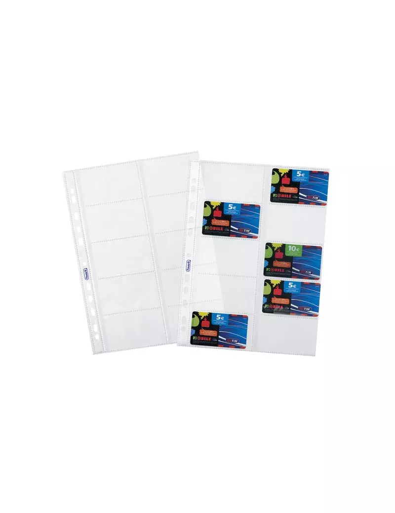 Buste a Foratura Universale Porta Cards Favorit - 22x30 cm - Liscia Alto Spessore - 100460075 (Trasparente Conf. 10)