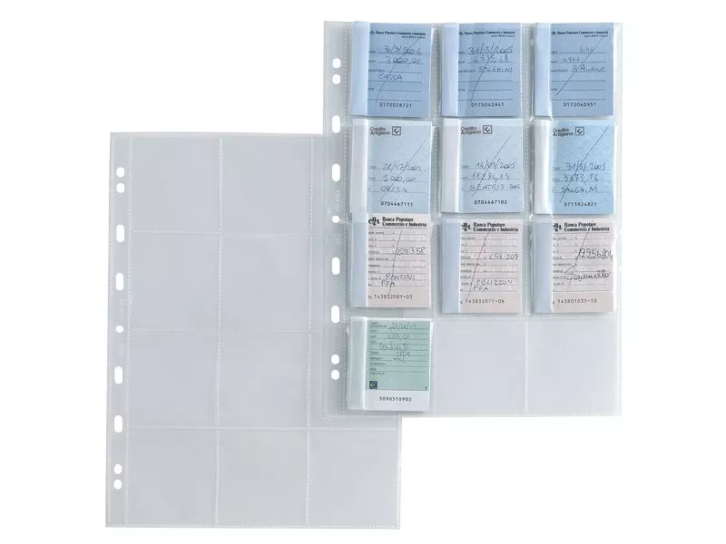 Buste Porta Matrici Assegni Sei Rota - 12 Spazi 6,5x7,2 cm Conf. 10 Buste Porta Matrici Assegni Sei Rota - 12 Spazi 6,5x7,2 cm Conf. 10