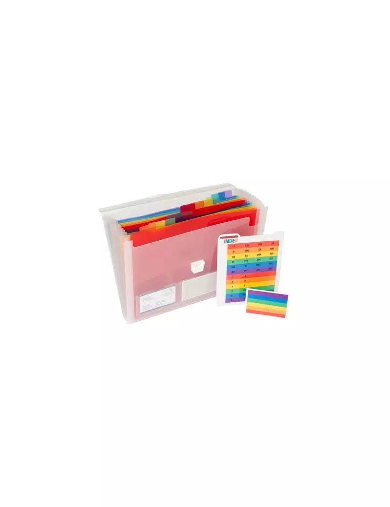 Classificatore Crystal Colours Exacompta - 13 - Bianco Trasparente Classificatore Crystal Colours Exacompta - 13 - Bianco Trasparente