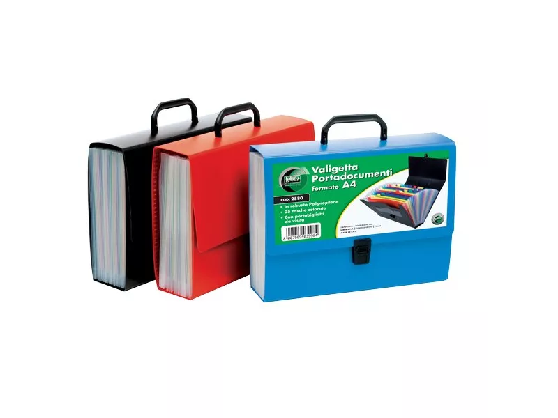 Portadocumenti 25 Tasche Lebez - Blu Nero Rosso Portadocumenti 25 Tasche Lebez - Blu Nero Rosso