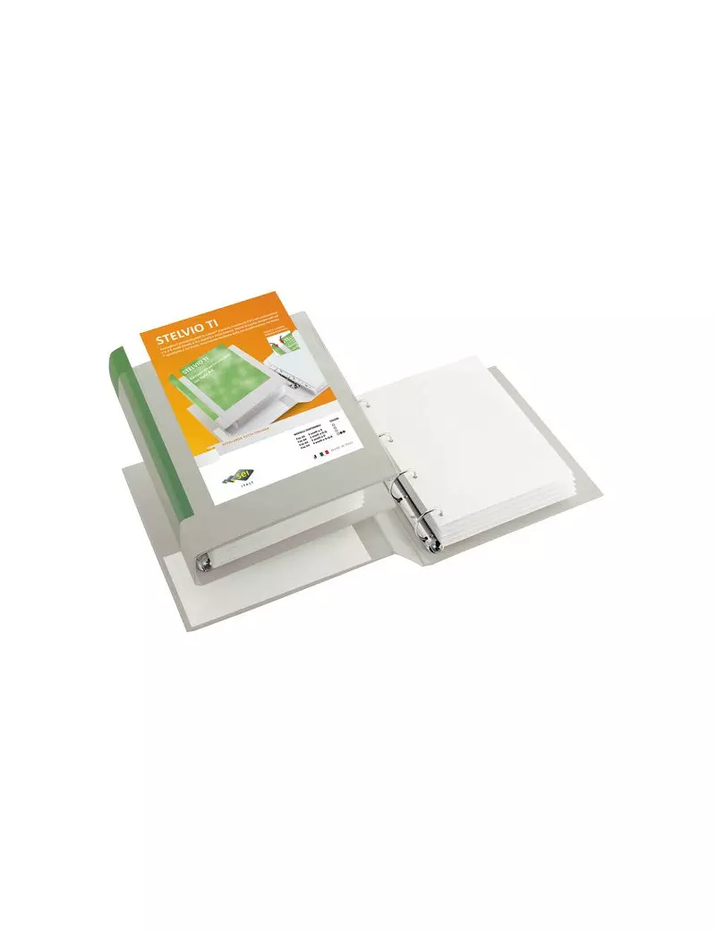 Raccoglitore Personalizzabile Stelvio TI Sei Rota - 4 Anelli Ø 80 mm Q 22x30 cm - Bianco Raccoglitore Personalizzabile Stelvio TI Sei Rota - 4 Anelli Ø 80 mm Q 22x30 cm - Bianco
