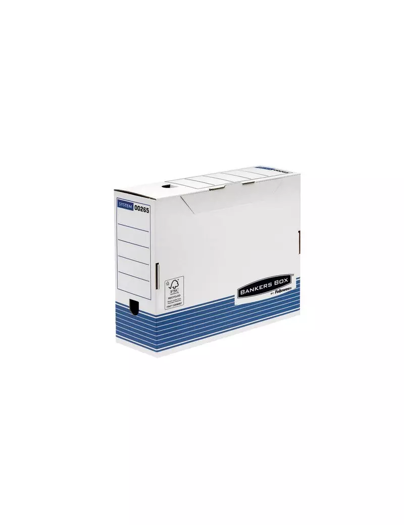 Scatola Archivio Bankers Box Fellowes - A4 - Dorso 10 - 31,5x10x26 cm - 0026501 (Bianco e Blu Conf. 10)