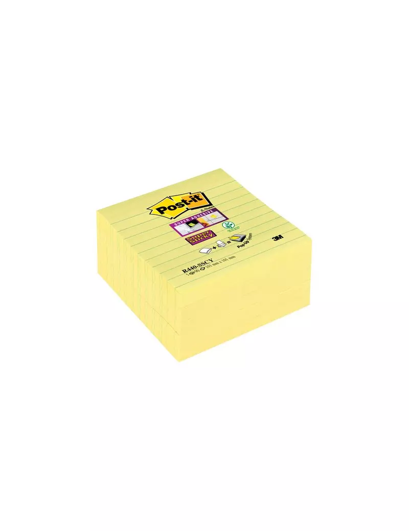 Foglietti per Dispenser Post-it® Super Sticky Z - Notes xL a Righe - Giallo Canary (Conf. 5)