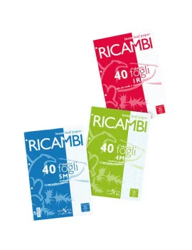 Ricambi Bianchi per Quaderni Pigna - A4 - Quadretti 4M senza Margini (Conf. 40)