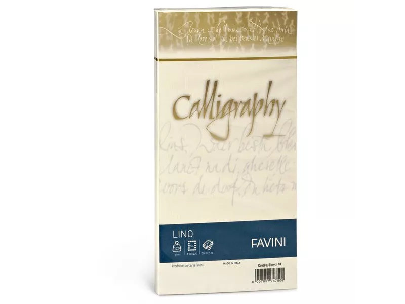 Calligraphy Effetto Lino Favini - Lino - Avorio - Buste - 11x22 cm - 120 g (Conf. 25)