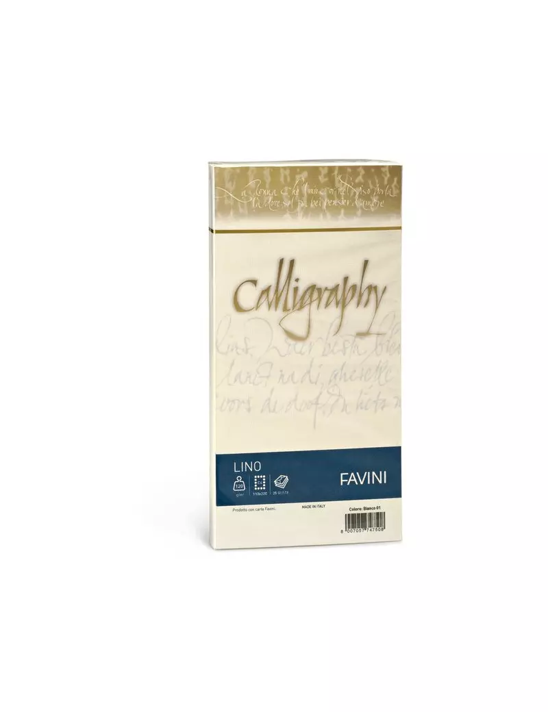 Calligraphy Effetto Lino Favini - Lino - Avorio - Buste - 11x22 cm - 120 g (Conf. 25) Calligraphy Effetto Lino Favini - Lino - Avorio - Buste - 11x22 cm - 120 g (Conf. 25)