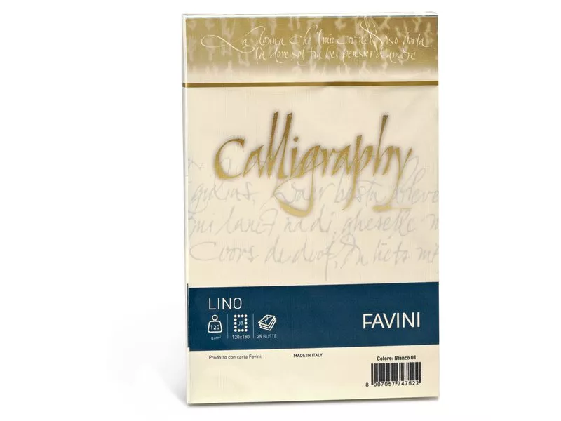 Calligraphy Effetto Lino Favini - Lino - Avorio - Buste - 12x18 cm - 120 g (Conf. 25)