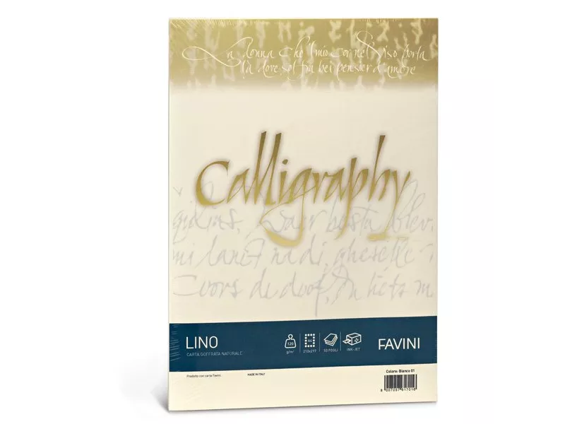 Fogli Calligraphy Effetto Lino Favini - A4 - 200 g - A69Q614 (Avorio Conf. 50) Fogli Calligraphy Effetto Lino Favini - A4 - 200 g - A69Q614 (Avorio Conf. 50)