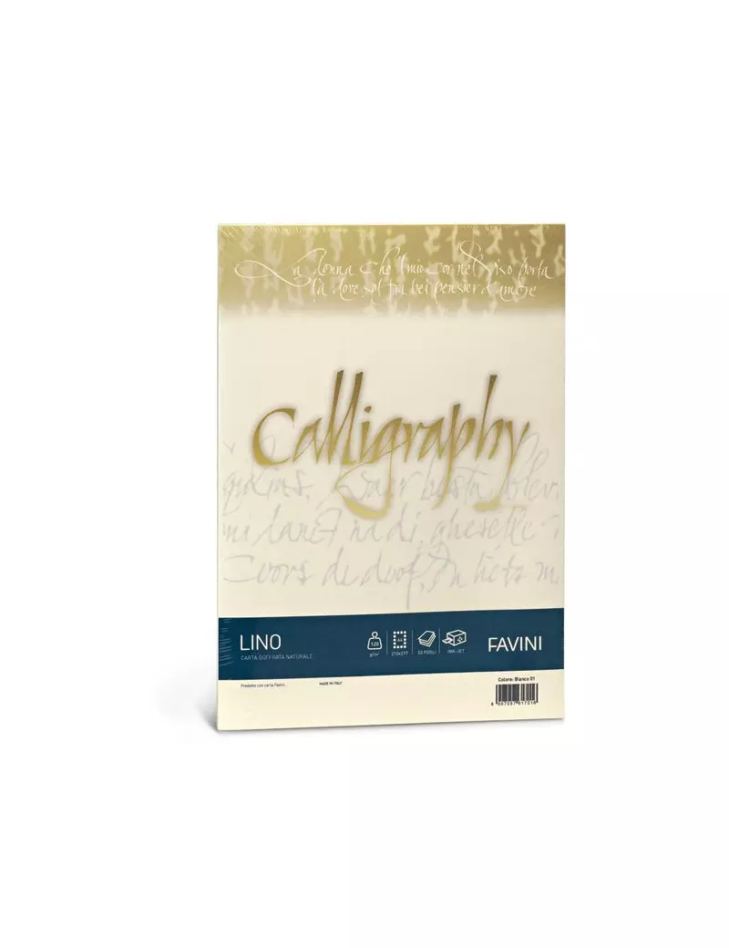 Fogli Calligraphy Effetto Lino Favini - A4 - 200 g - A69Q614 (Avorio Conf. 50) Fogli Calligraphy Effetto Lino Favini - A4 - 200 g - A69Q614 (Avorio Conf. 50)