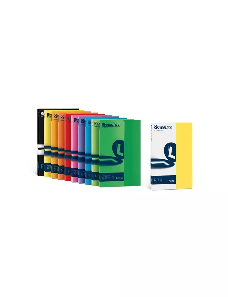 Cartoncino Rismaluce Favini - Colori Forti - A3 - 200 g - 8 Colori Assortiti (Risma 125)