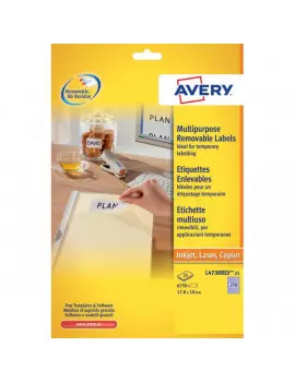 Etichette Adesive Rimovibili Avery - 210x297 mm - L4735REV-25 (Bianco Conf. 25)