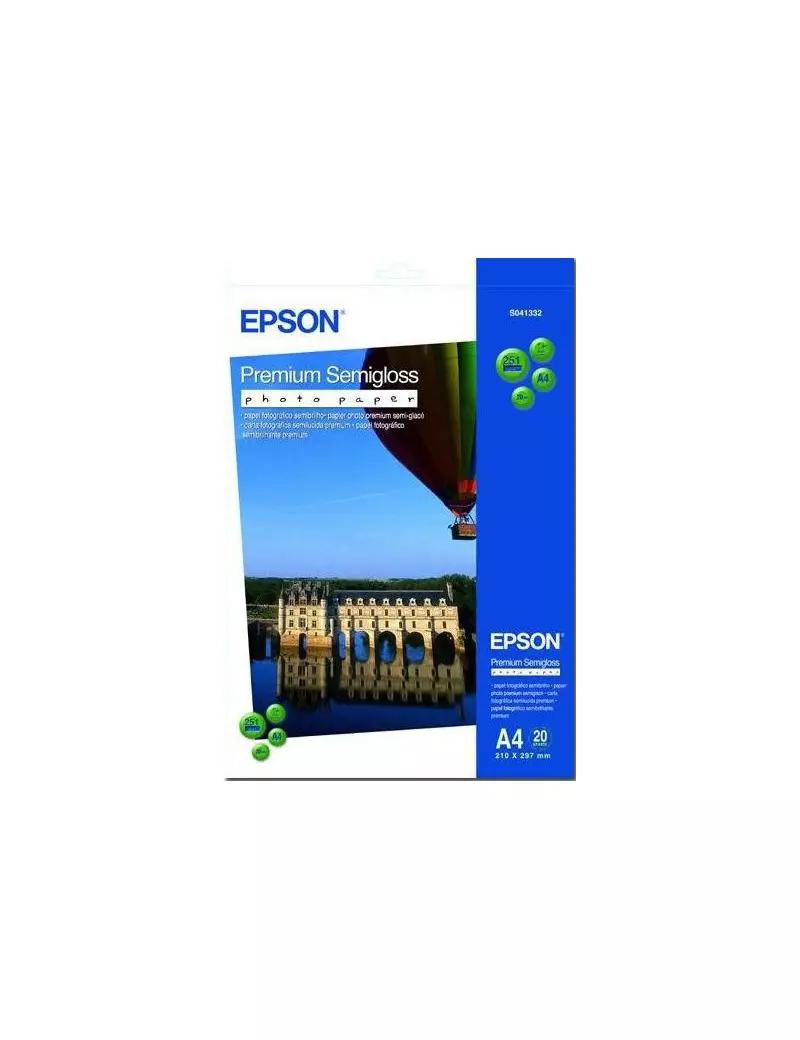 Carta Speciale Epson C13S041332 - Premium - Semilucida - 251 g - A4 - Inkjet (Conf. 20) Carta Speciale Epson C13S041332 - Premium - Semilucida - 251 g - A4 - Inkjet (Conf. 20)