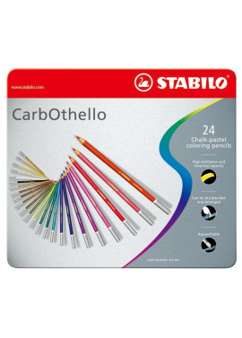 Scatola in Metallo Matite Colorate CarbOthello Stabilo (Conf. 24)