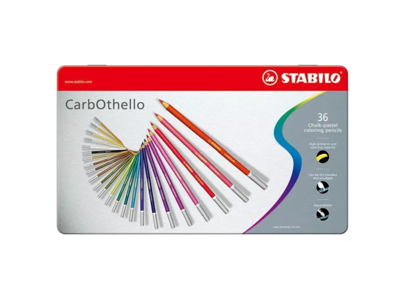 Scatola in Metallo Matite Colorate CarbOthello Stabilo (Conf. 36)