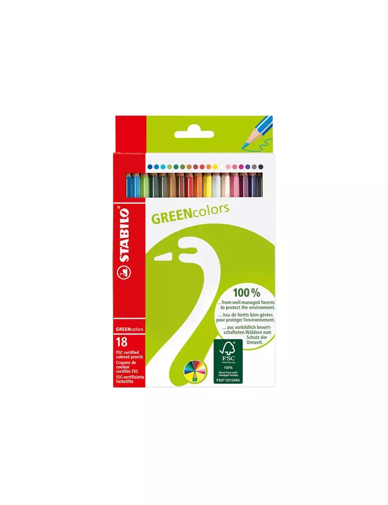 Matite Colorate Greencolors Stabilo (Conf. 18)