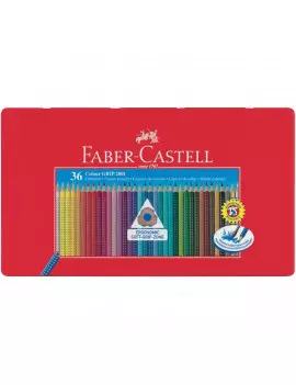 Matite Colorate Acquerellabili Colour Grip Faber Castell - Astuccio Metallo (Conf. 36)