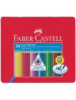 Matite Colorate Acquerellabili Colour Grip Faber Castell - Astuccio Metallo (Conf. 24)