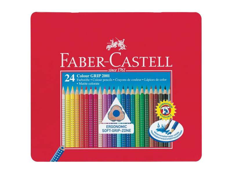 Matite Colorate Acquerellabili Colour Grip Faber Castell - Astuccio Metallo (Conf. 24) Matite Colorate Acquerellabili Colour Grip Faber Castell - Astuccio Metallo (Conf. 24)