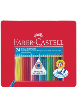 Matite Colorate Acquerellabili Colour Grip Faber Castell - Astuccio Metallo (Conf. 24)