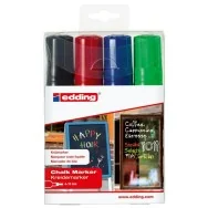 Marcatore a Gesso Liquido e-4090 Edding - Punta a Scalpello - 4-15 mm - Assortiti (Conf. 4)