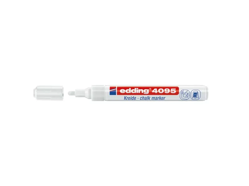 Marcatore a Gesso Liquido e-4095 Edding - Punta Tonda - 2-3 mm - Bianco