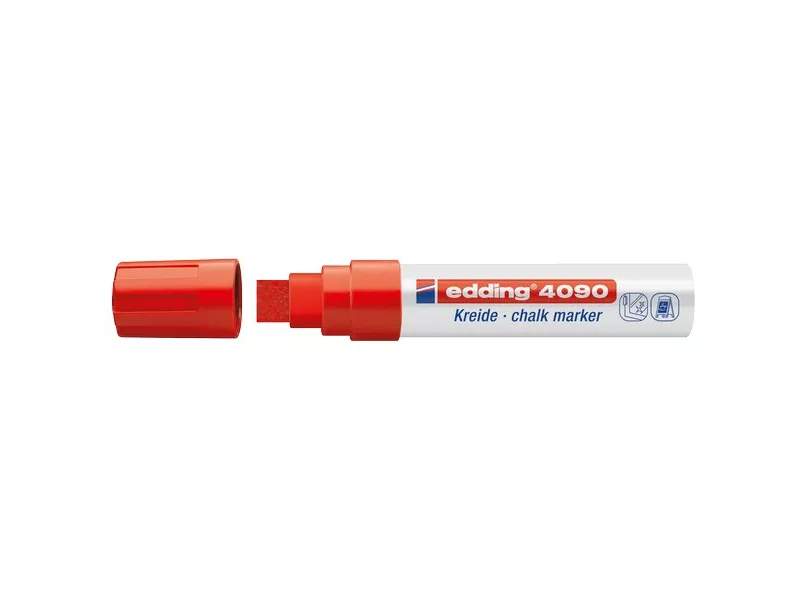 Marcatore a Gesso Liquido e-4090 Edding - Punta a Scalpello - 4-15 mm - Rosso