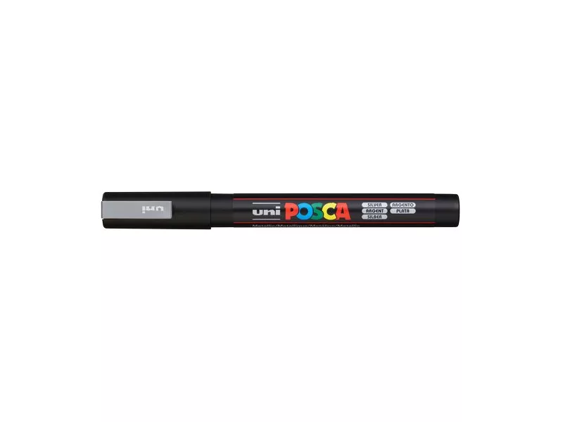Marcatore a Tempera Uni Posca Uni-Ball - Punta Tonda - 0,9-1,3 mm - M-PC3M-ARG (Argento)
