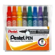 Marcatore Permanente Pentel N50 - Punta Tonda - 4,3 mm - Assortiti (Conf. 8)