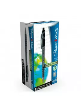 Penna a Sfera a Scatto FlexGrip Ultra Recycled Paper Mate - 1 mm - 1910073 (Nero Conf. 30+6)