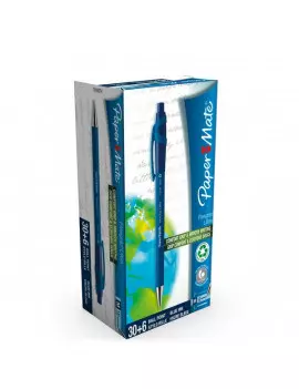 Penna a Sfera a Scatto FlexGrip Ultra Recycled Paper Mate - 1 mm - 1910074 (Blu Conf. 30+6)