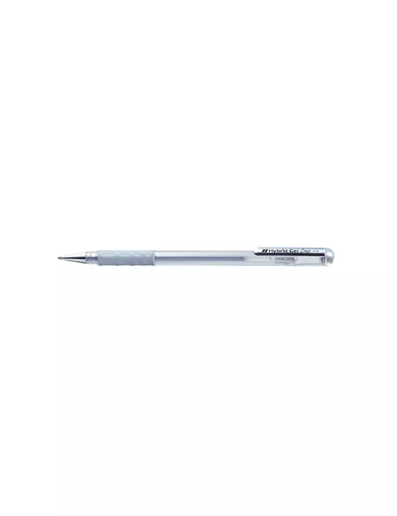 Penna Roller Gel Hybrid Grip K118 Pentel - 0,8 mm - K118-Z (Argento Conf. 12) Penna Roller Gel Hybrid Grip K118 Pentel - 0,8 mm - K118-Z (Argento Conf. 12)