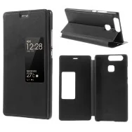 Cover Flip a Portafoglio Orizzontale S-View per Huawei Ascend P9 (Nero)