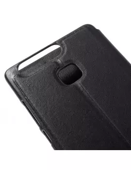 Cover Flip a Portafoglio Orizzontale S-View per Huawei Ascend P9 (Nero)