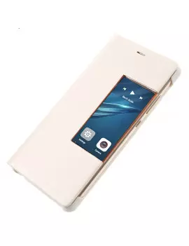 Cover Flip a Portafoglio Orizzontale S-View in Pelle per Huawei Ascend P9 (Bianco)