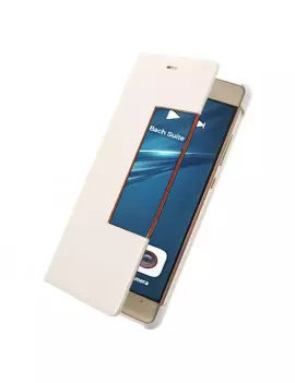Cover Flip a Portafoglio Orizzontale S-View in Pelle per Huawei Ascend P9 (Bianco)