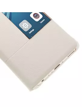 Cover Flip a Portafoglio Orizzontale S-View in Pelle per Huawei Ascend P9 (Bianco)