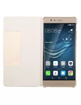 Cover Flip a Portafoglio Orizzontale S-View in Pelle per Huawei Ascend P9 (Bianco)