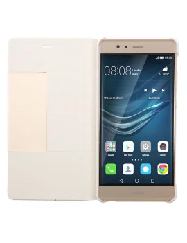 Cover Flip a Portafoglio Orizzontale S-View in Pelle per Huawei Ascend P9 (Bianco)