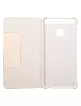 Cover Flip a Portafoglio Orizzontale S-View in Pelle per Huawei Ascend P9 (Bianco)