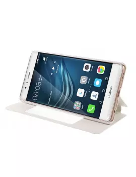 Cover Flip a Portafoglio Orizzontale S-View in Pelle per Huawei Ascend P9 Plus (Bianco)