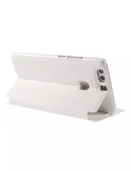 Cover Flip a Portafoglio Orizzontale S-View in Pelle per Huawei Ascend P9 Plus (Bianco)