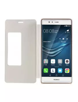 Cover Flip a Portafoglio Orizzontale S-View in Pelle per Huawei Ascend P9 Plus (Bianco)